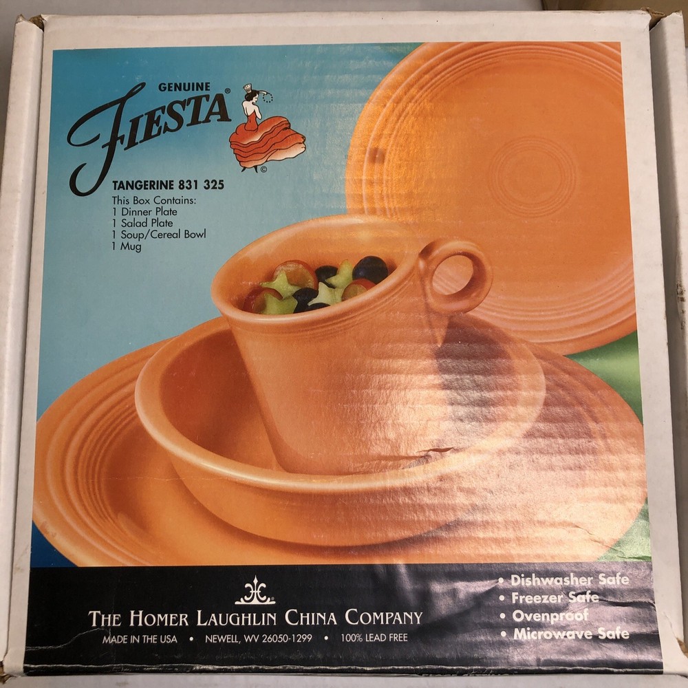 Fiestaware Place Setting Tangerine EMPTY BOX ONLY  Stain