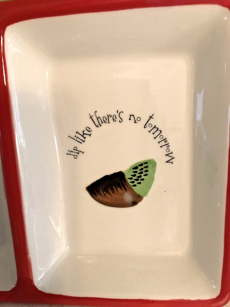 Oneida Ceramic Chocolate Dipped 4 Section Server 18" X 6" Tray