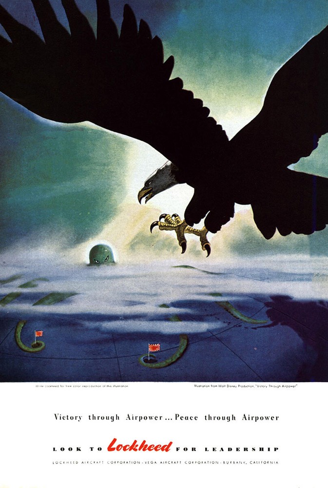 1943 Lockheed: Victory Through Airpower Vintage Print Ad