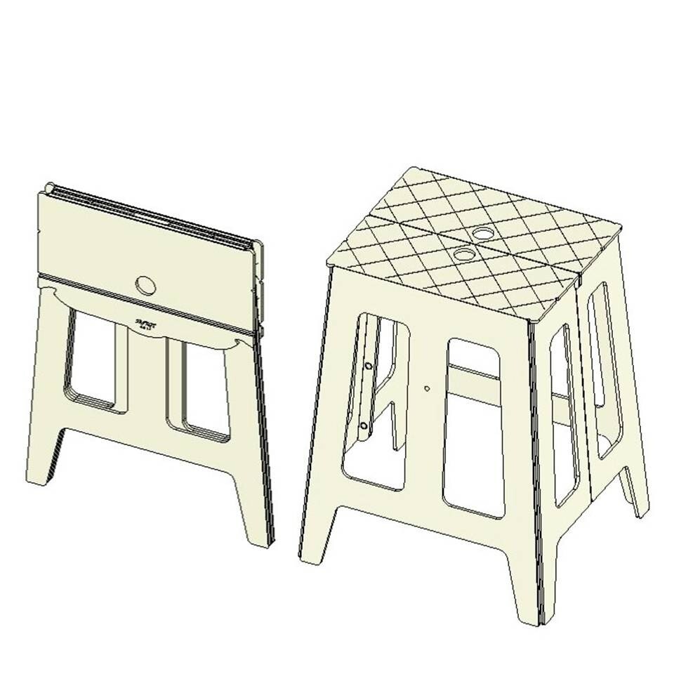 Padded portable Mini-Stool 16"/41 cm. Flat-folding compact lightweight seat/step