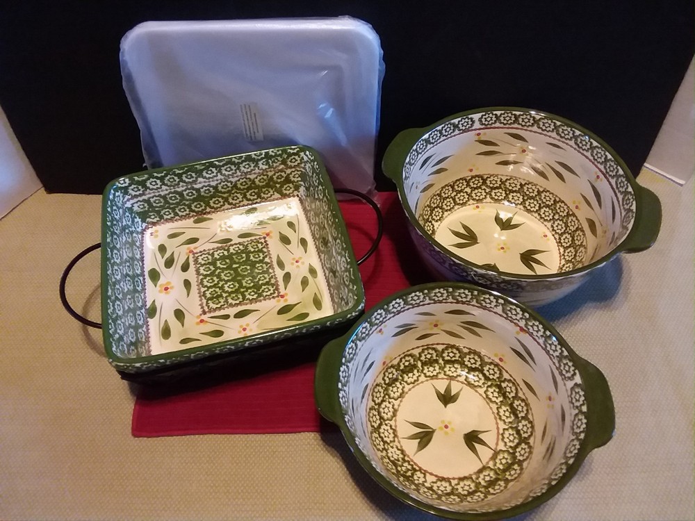 Temp-tations 6 pc Old World Green Bakeware Set Baking Set Cookware