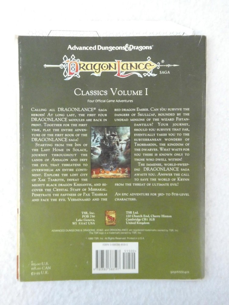 DRAGONLANCE CLASSICS VOLUME I 1991 TSR