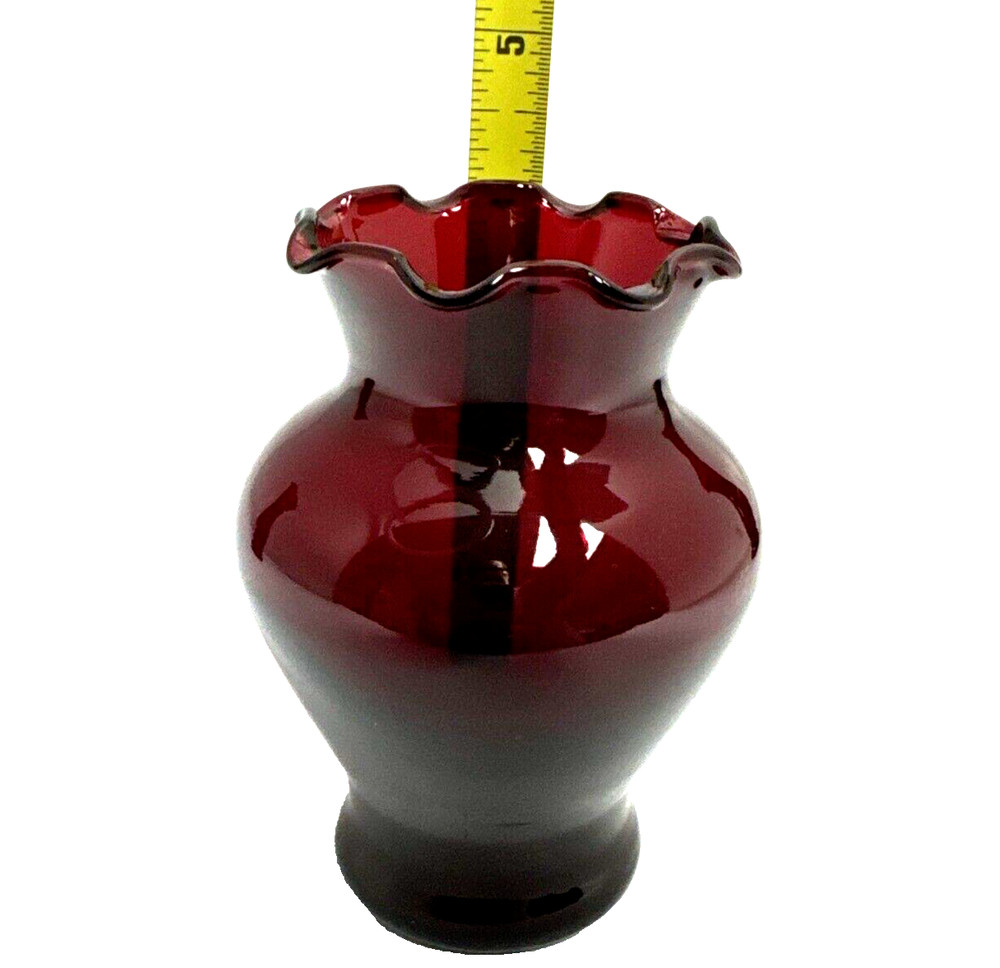 Anchor Hocking Royal Ruby Red Ruffled Edge Vases