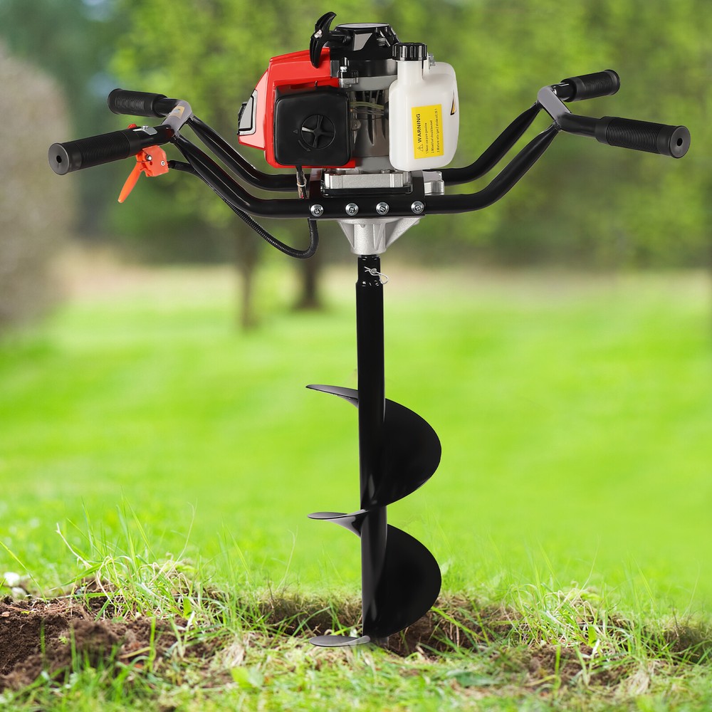 Two Men 2 Stroke 3HP Gas Power Post Hole Digger Engine with 8-inch Auger