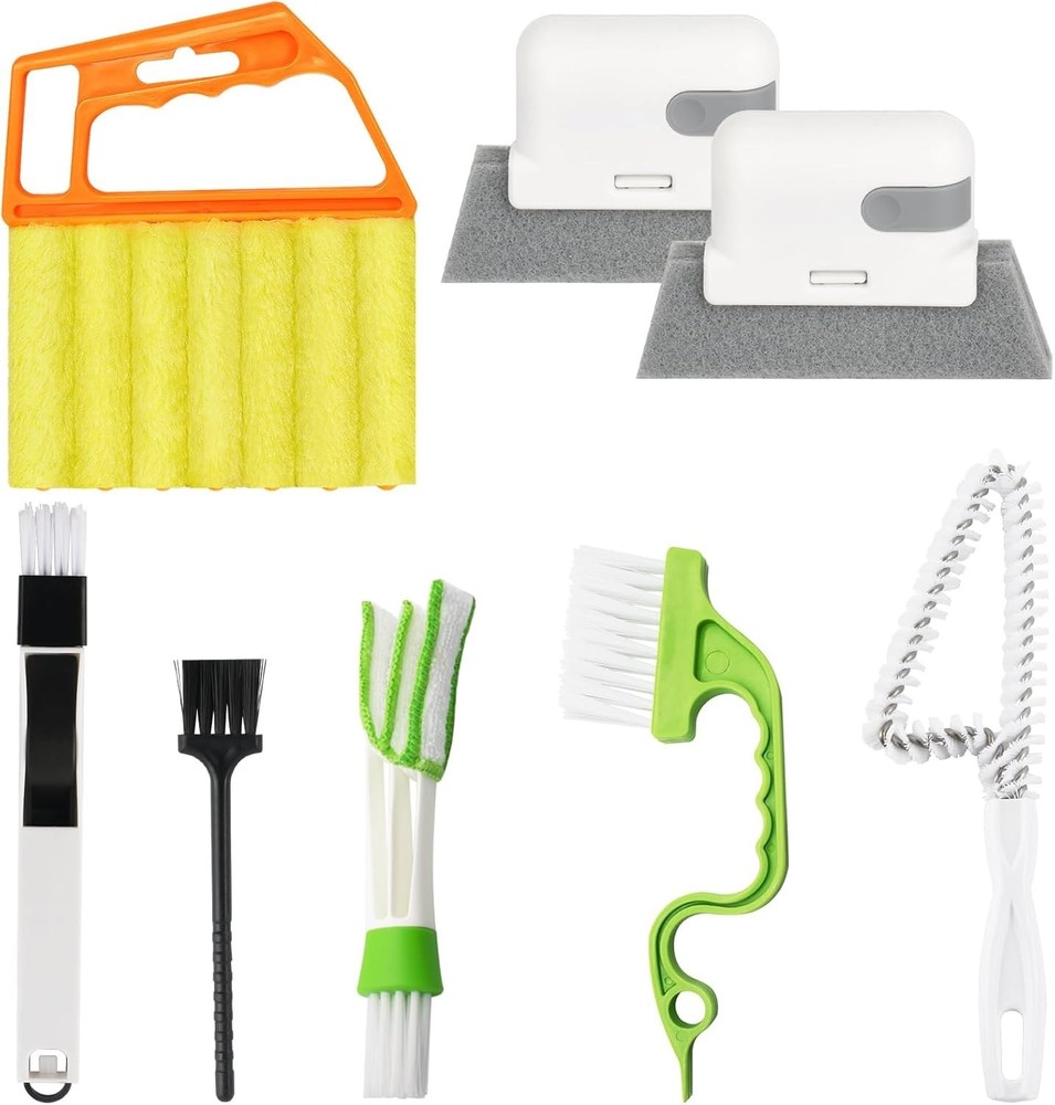 Hand-held Groove Gap Cleaning Tools - Multi-Surface Brush Set for Blinds & Vents
