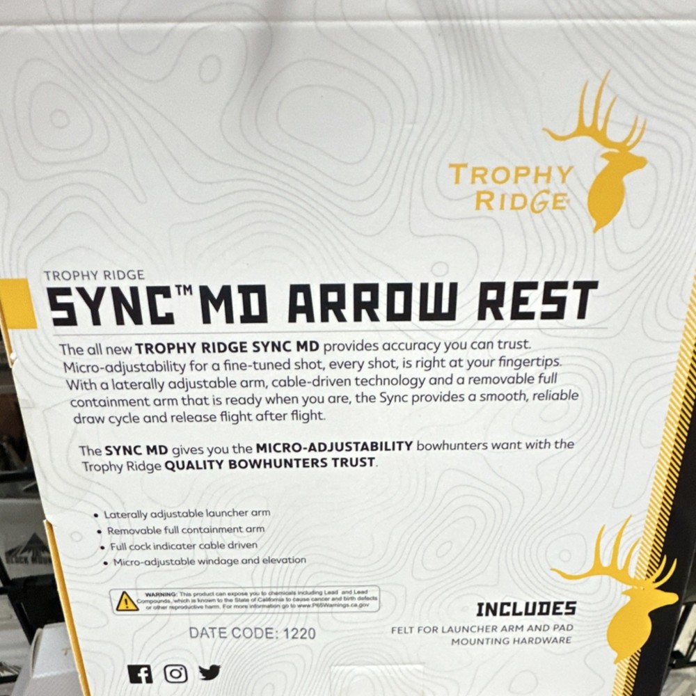 Trophy Ridge Sync MD Arrow Rest Containment Black Right/Left Hand