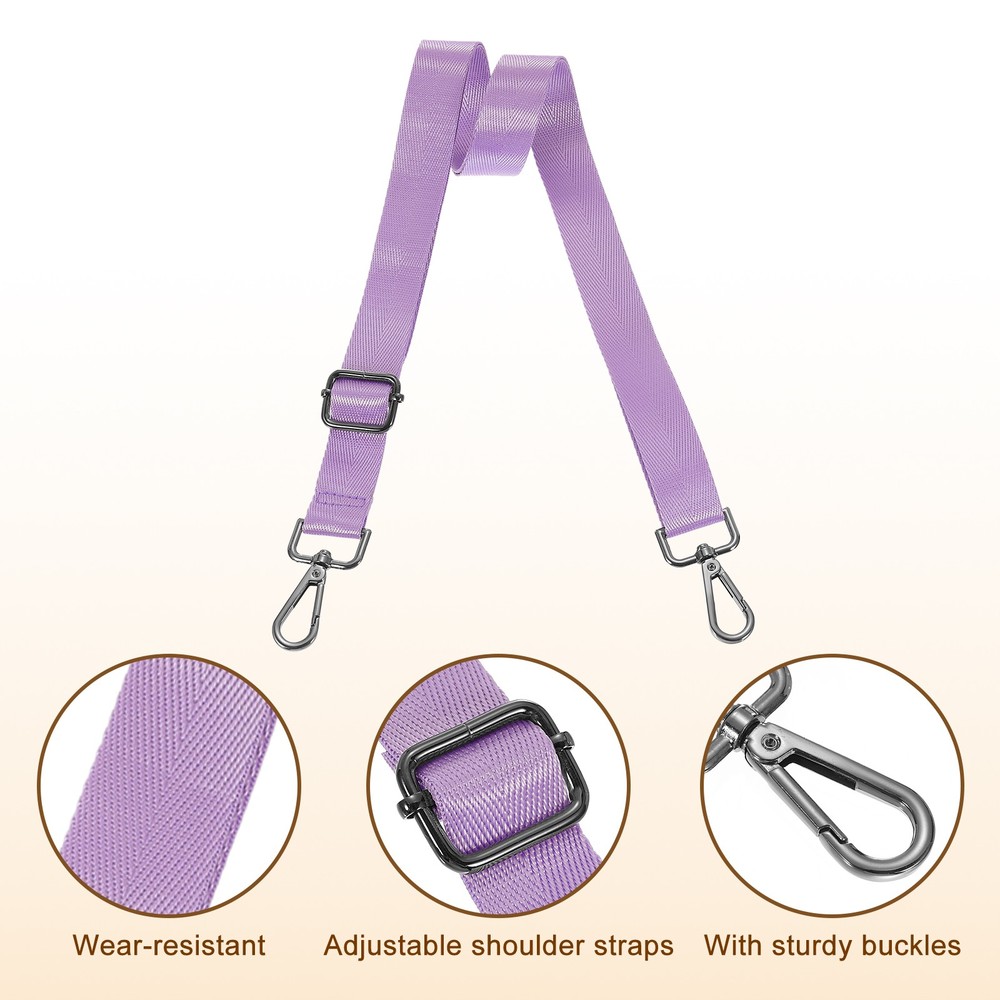 2.5cm Wide Shoulder Strap, Light Purple, Black Pull Core Buckle