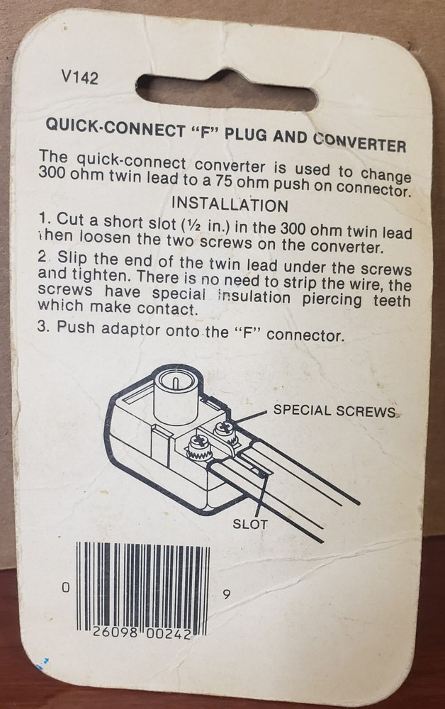 QUICK CONNECT F PLUG & CONVERTER V142