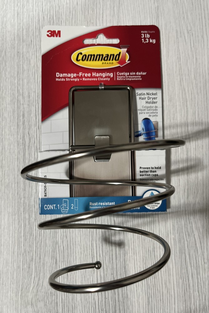 3M Command Hair Dryer Holder, Rust Resistant, Holds 3 LB See Description