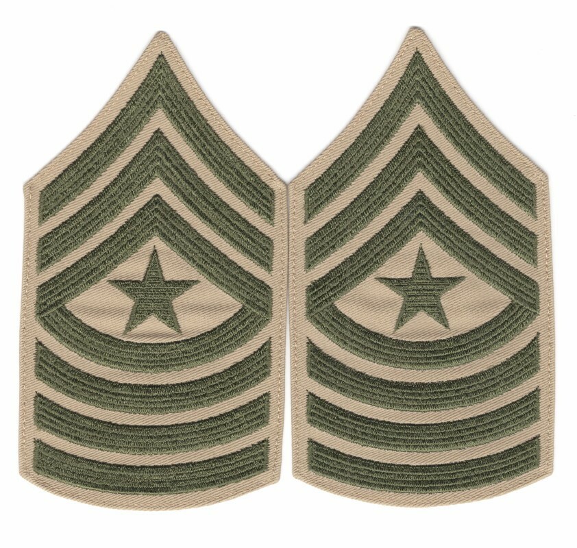 USMC Marine Corps Rank Chevron: Sergeant Major, pair - khaki