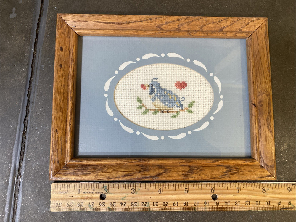 Vintage Bird Needlepoint/Cross Stitch Framed