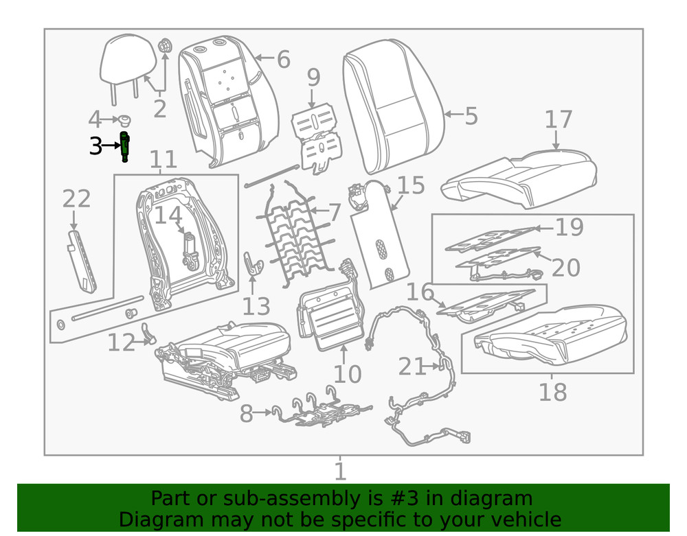 Genuine GM Dark Titanium Front Head Restraint Guide 22840941