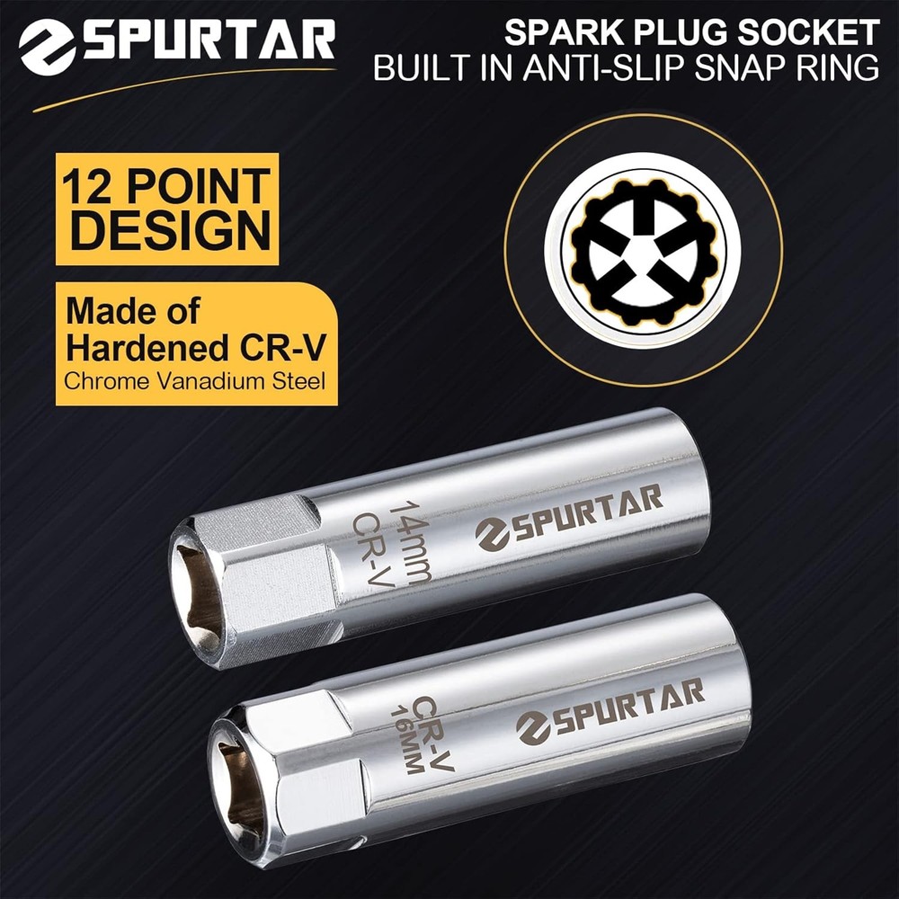 14mm 16mm Spark Plug Socket Set Thin Wall 12-Point 14mm & 16mm Set