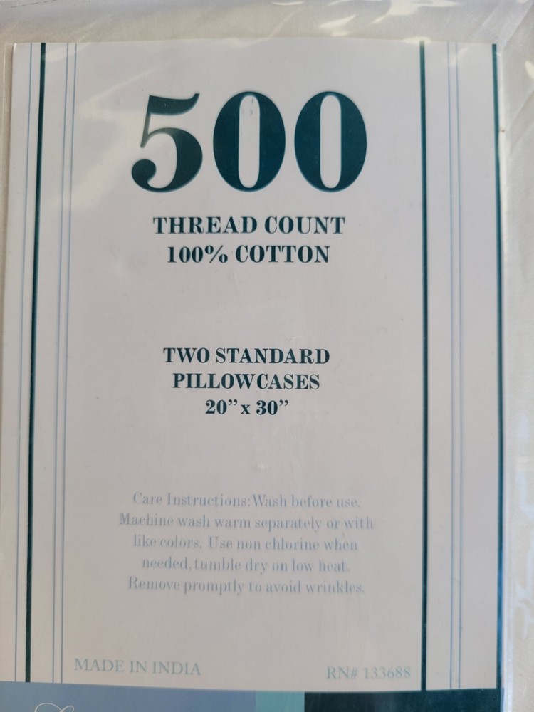 Sanctuary White 500 Thread Count Standard Pillowcase 2 Pack 20" x 30"