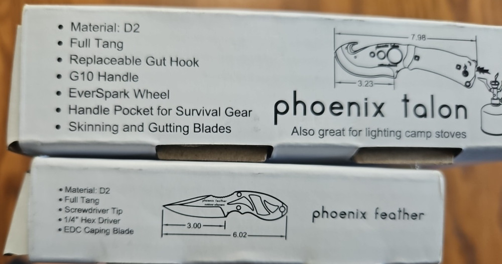 Outdoor Element Phoenix Talon + Phoenix Feather Knife Bundle – Black • Survival