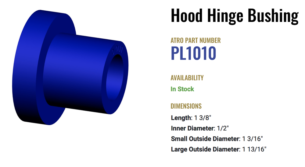 Atro Polyurethane Kenworth Hood Hinge Bushing K066-218
