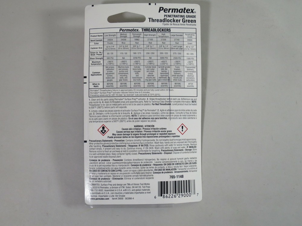 Permatex 29000 Penetrating Grade Threadlocker Green 6 ml