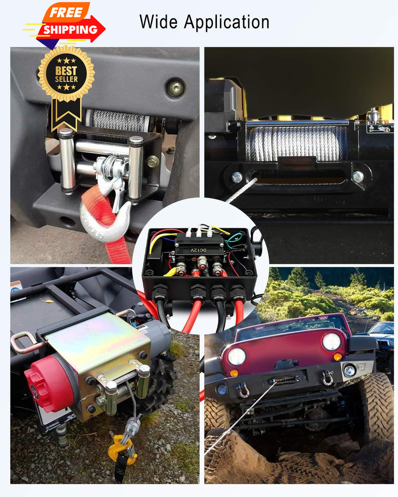 Pre-Wired Winch Control Box Kit, 500A Relay+Box+Receiver+Controller+Cables