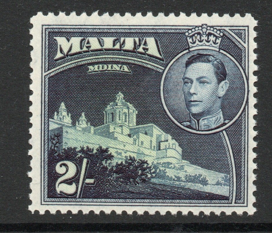 Malta 1938-43 2/- Green & deep blue SG 228 Mnh.