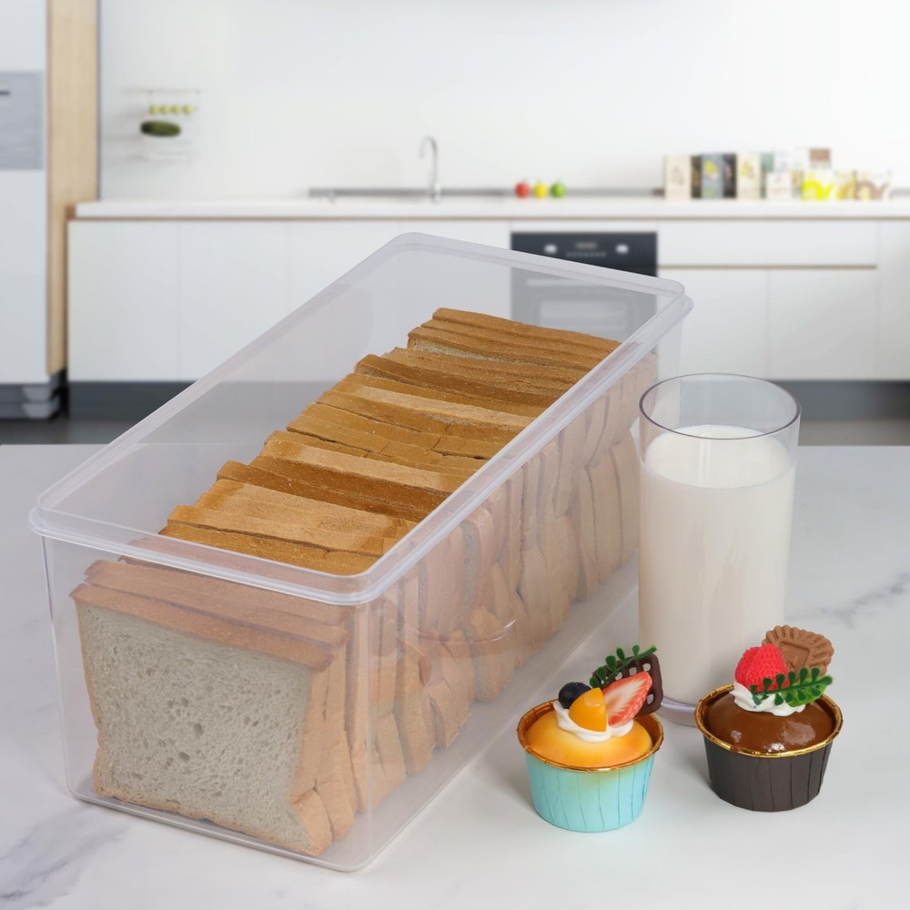 Tiawudi 2 Pack Bread Box, Plastic Container, Large Sandwich Holder,...