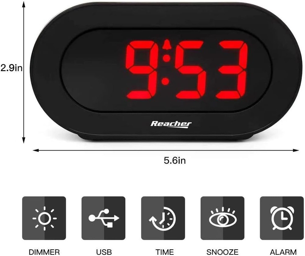 Small LED Digital Alarm Clock with Simple Operation, Full Range Brightness Di...