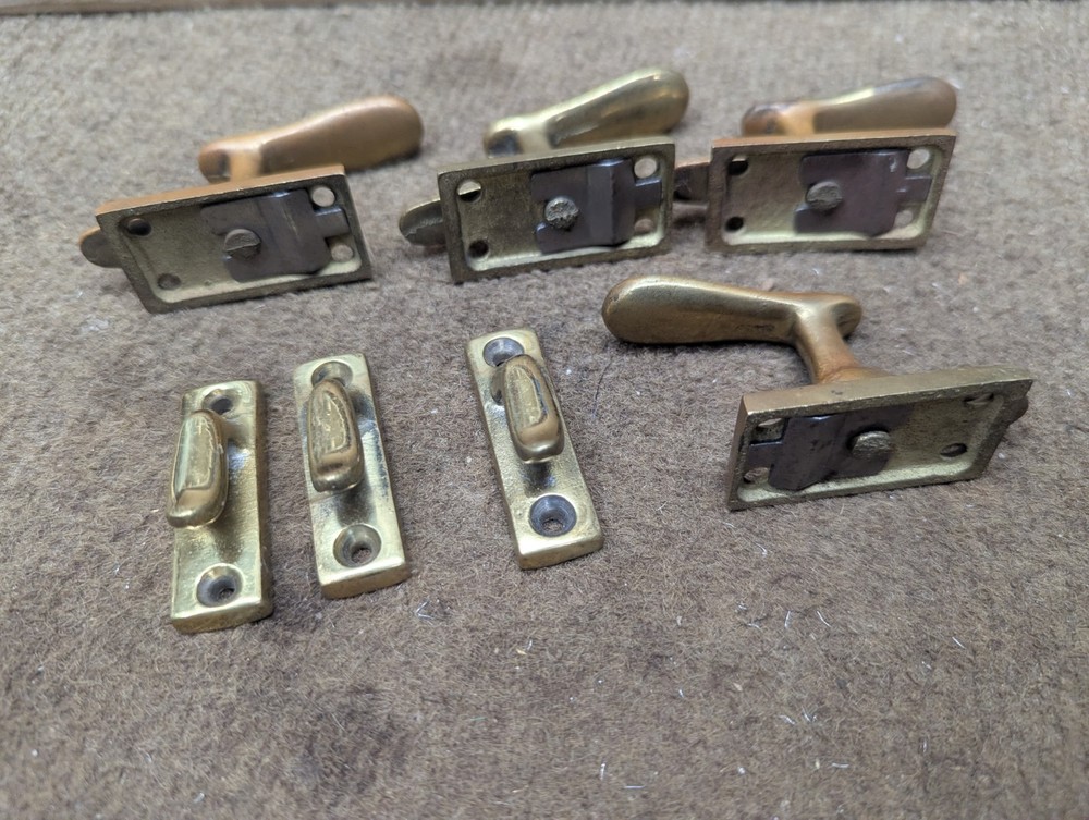 Vintage Solid Brass Casement Window Levers And Keepers