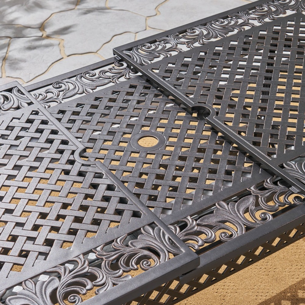 Phoenix Expandable Patio Dining Table, 64" - 81", Cast Aluminum, Shiny Copper