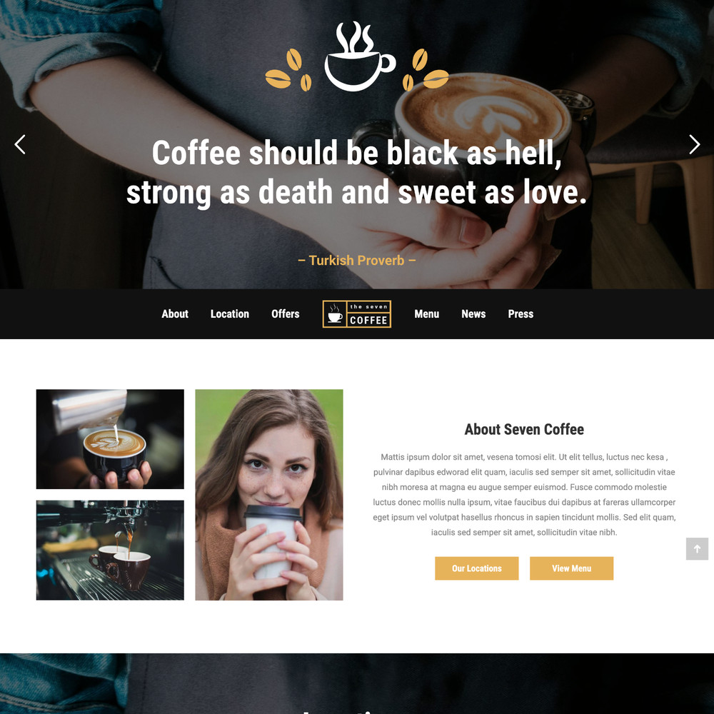 Coffee Store Website Design with Free VPS Web Hosting and Installation