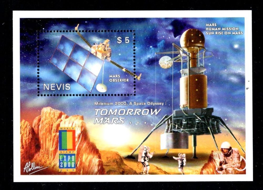 Nevis 1214 MNH Sheet Mars Observer SPACE   Nice Price