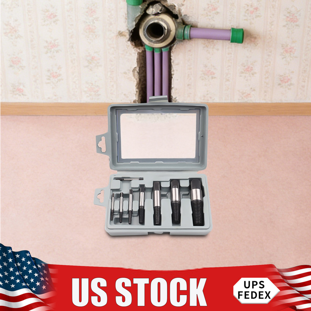 8 PCS Pipe Thread Extractor Set Nut/Bolt/Stud Removal Tool Pipe Thread Extractor