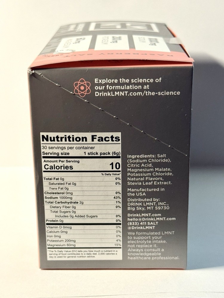 LMNT Electrolytes: 60-Pack Raspberry | ZERO-Sugar | NEW | FREE Ship | EXP 2027