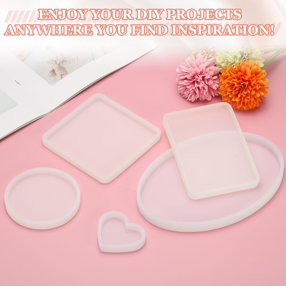 2 Pcs Coaster Silicone Casting Mould, 19x15cm/7.6x6in Rectangle Shape