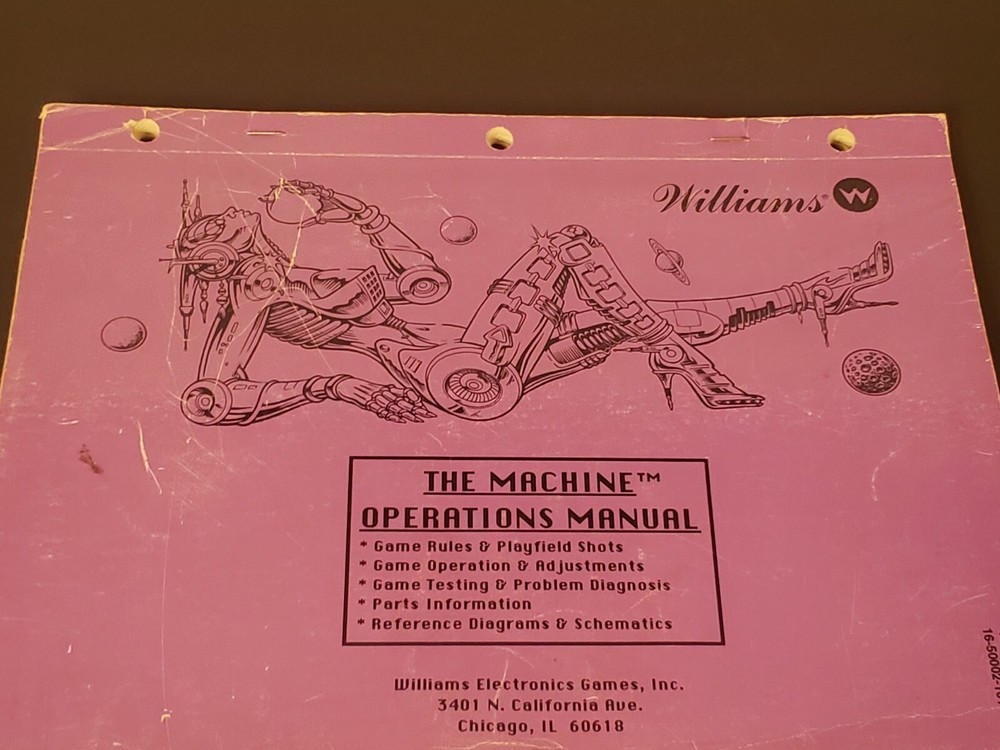 Original 1991 THE MACHINE WILLIAMS Arcade Game Operations Manual & Schematics