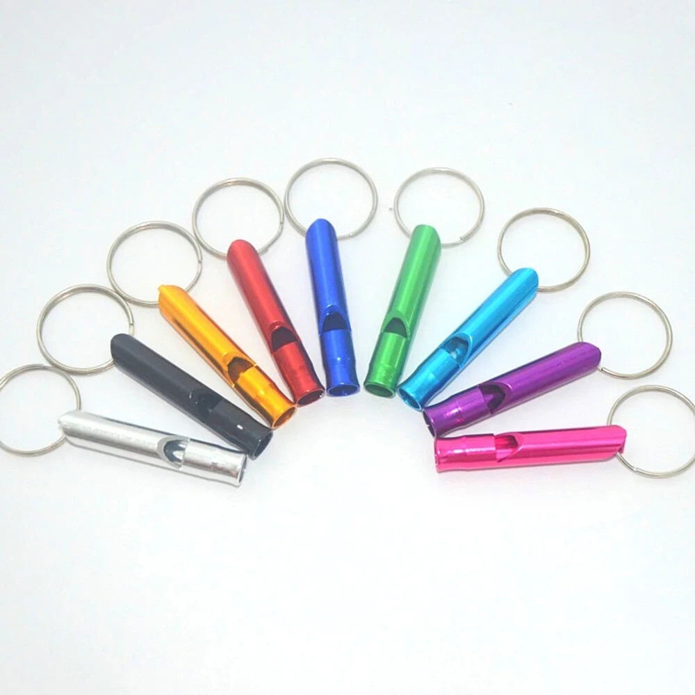 Emergency distress whistle aluminum keychain