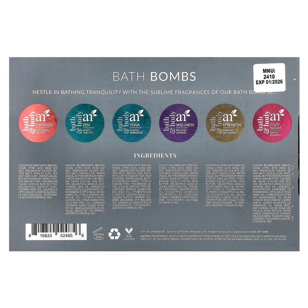 Bath Bombs, 6 Bombs, 4 oz (113 g) Each