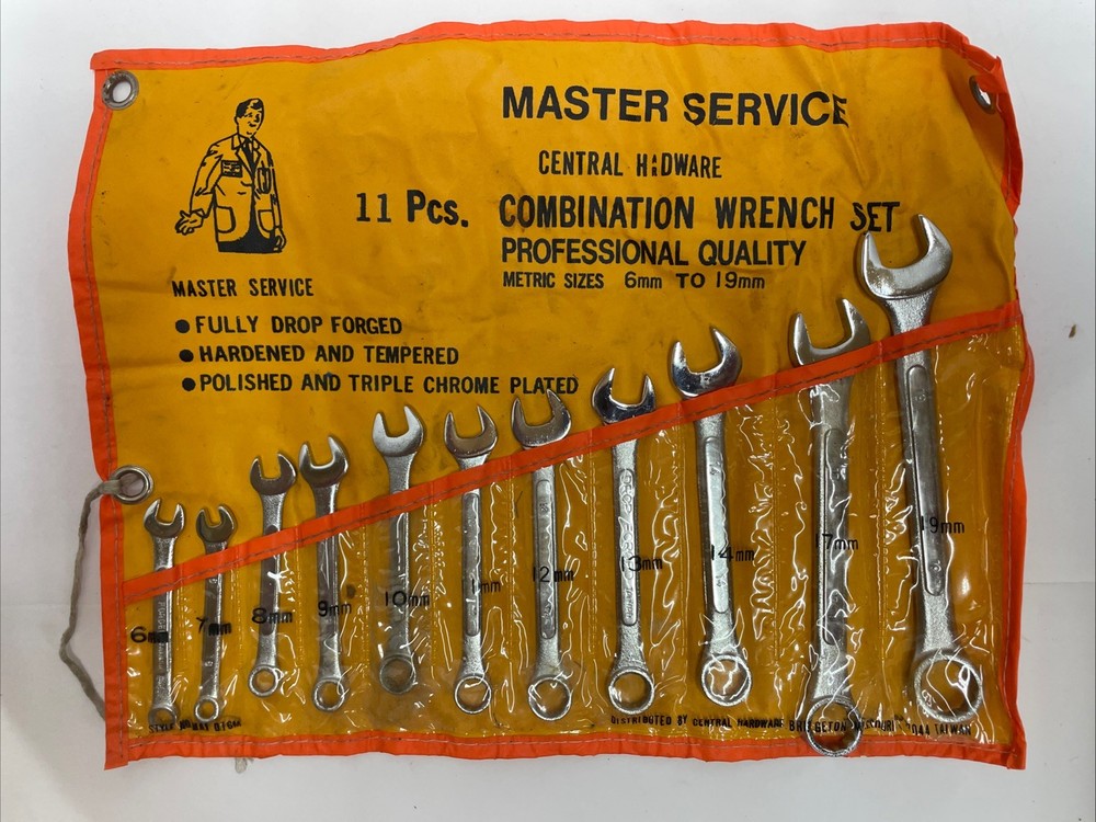 Master Service Central Hardware Chrome Plated Metric Combination Wrench Set 11pc