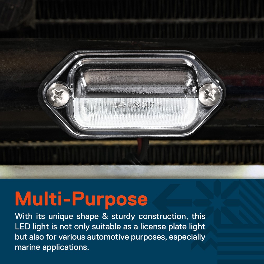 Chrome 12V DC DOT LED Courtesy/Step Trailer License Plate Tag Light