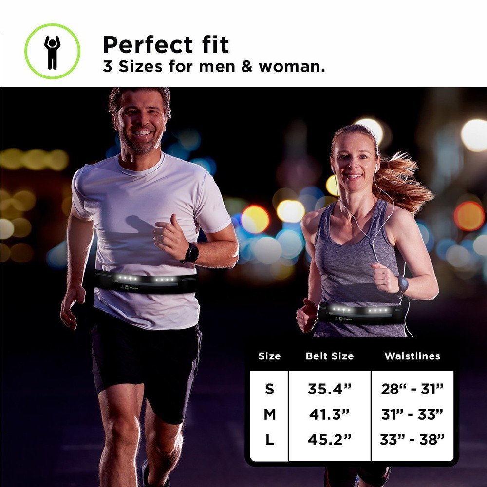 Dynamove Running belt for Iphone or Android with Motion Powered LEDs (S,M, or L)