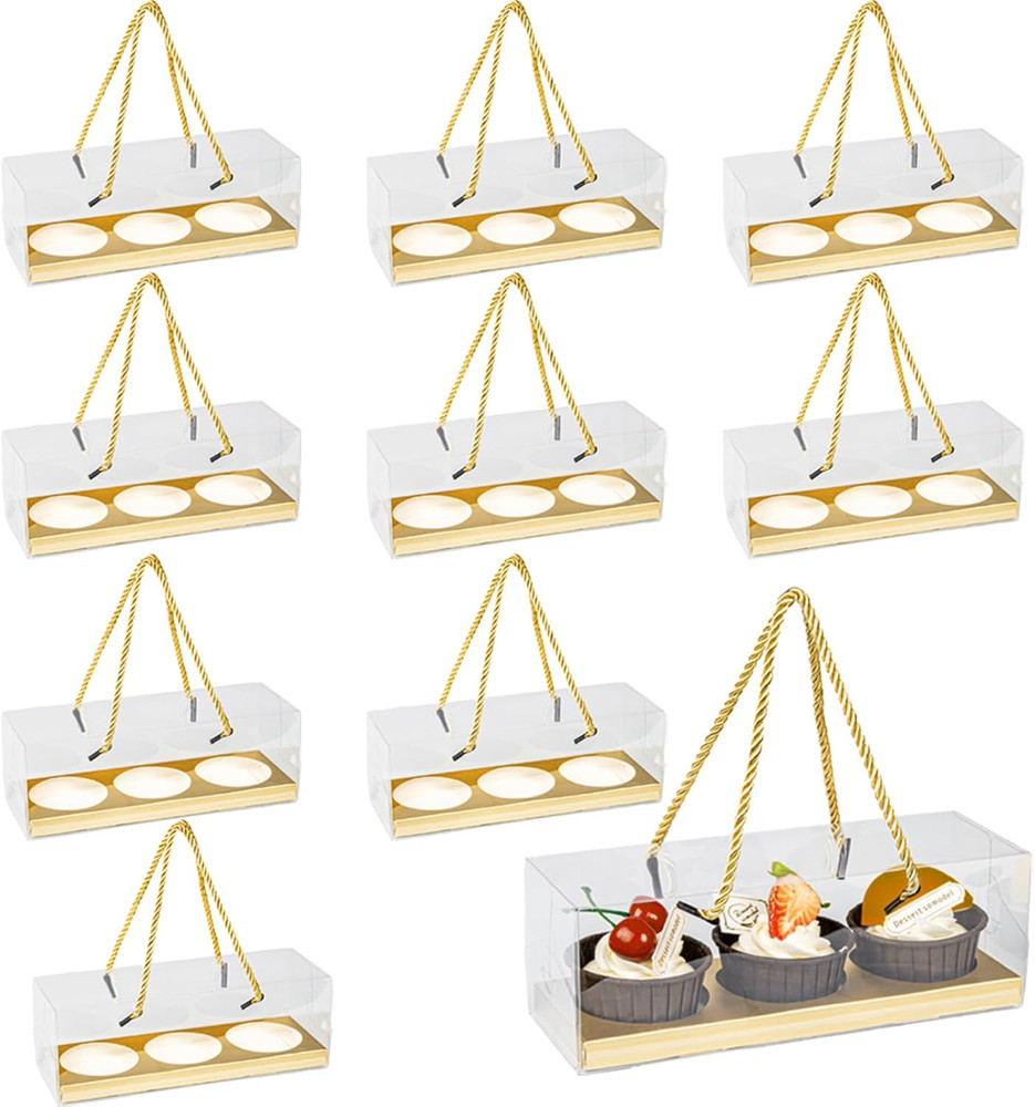 20Pcs Clear Cupcake Boxes with Handle Mother'S Day Cupcake Container Transparent