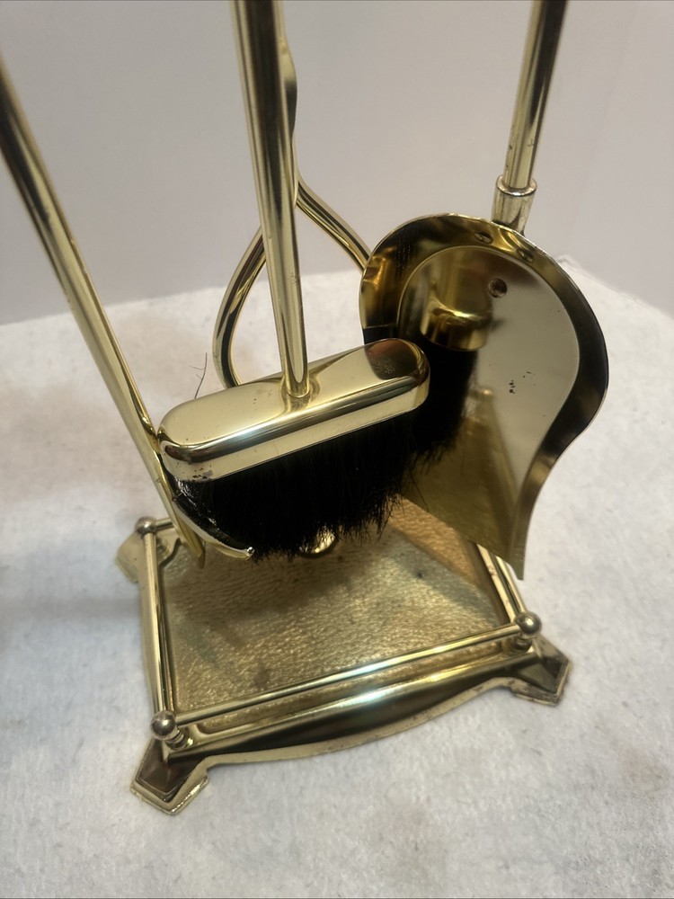 Vintage BRASS Fireplace Tool Set MCM