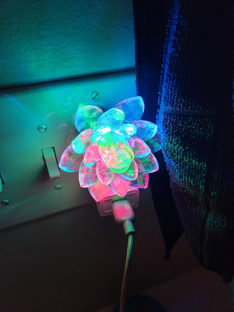 2 Two US Plug Colorful plugin night light. Multicolored Lotus LED night light