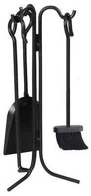 Panacea Products 15041 4-Pc. Fireplace Tool Set, Black - Quantity 1