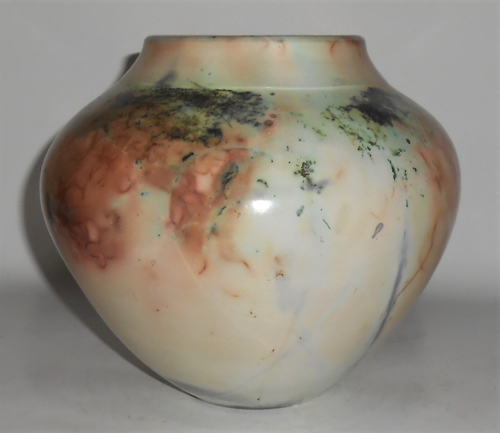 Vintage JUDY "?" Raku Bulbous Vase - Studio - Native