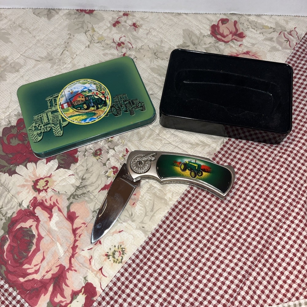 John Deere knife in tin ,farm collectables