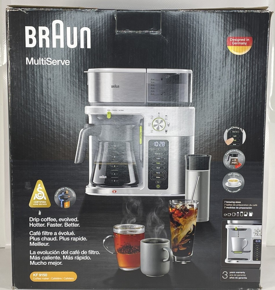 Braun KF9150 MultiServe Coffee Machine 7 Programmable Brew Sizes 24 hr timer EUC