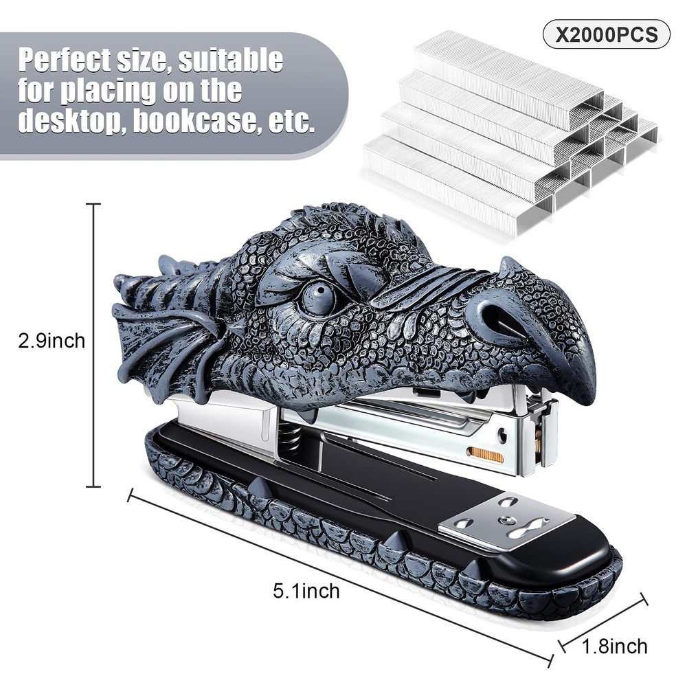 Dragon Stapler with 2000 Staples, Dragon Head Stapler Novelty Stapler Funny C...
