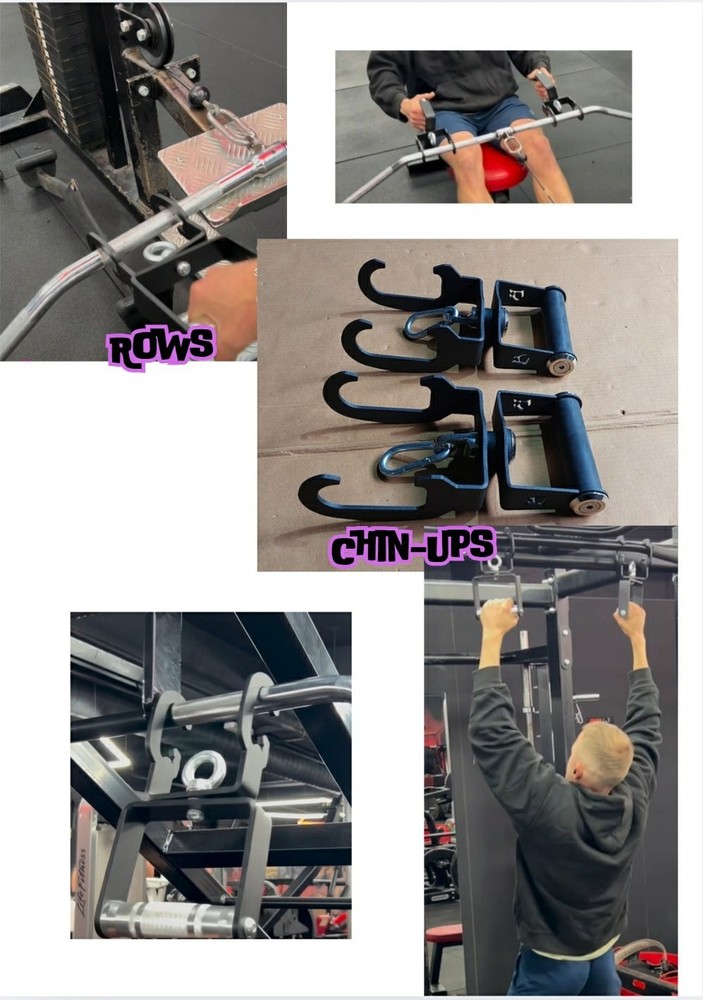 Rotating Grips With Hooks For Any Handle/ Bar/ Chinups