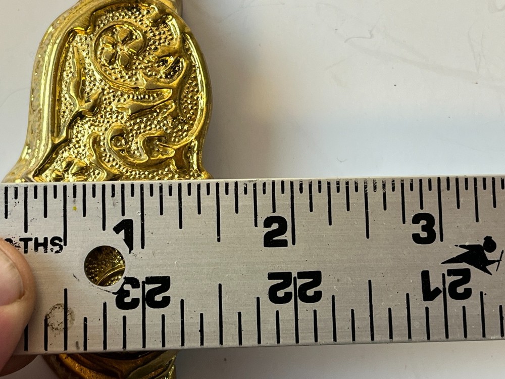 Vintage Metal Bin Pull Drawer Hardware Handle Victorian Ornate Gold 4"
