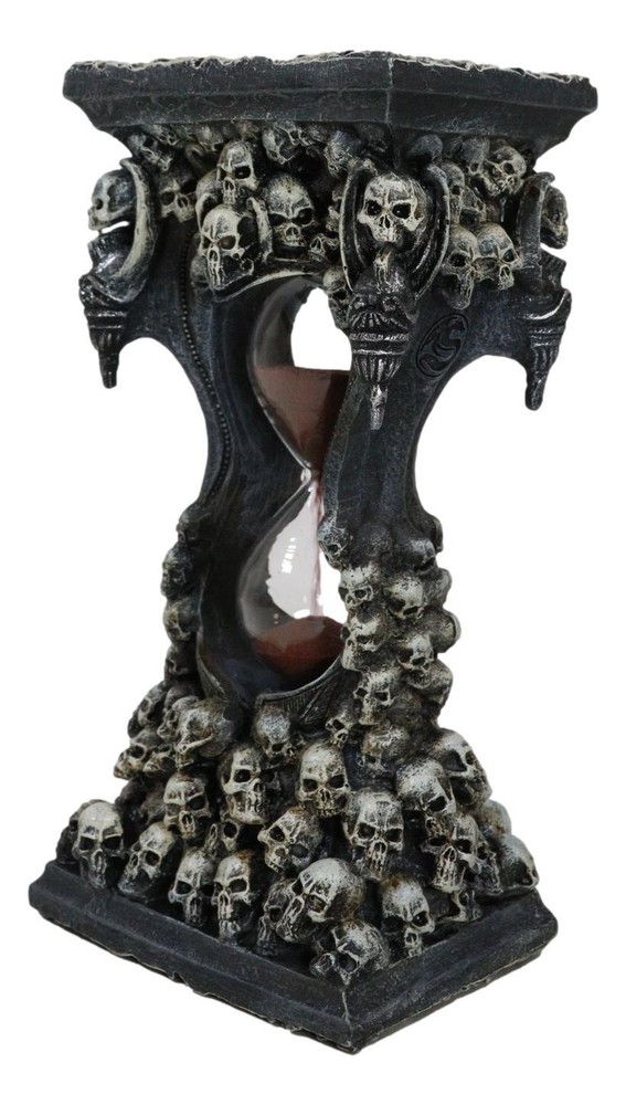 Gothic Graveyard Morphing Cranium Skulls Invertible Pillar Sand Timer Figurine