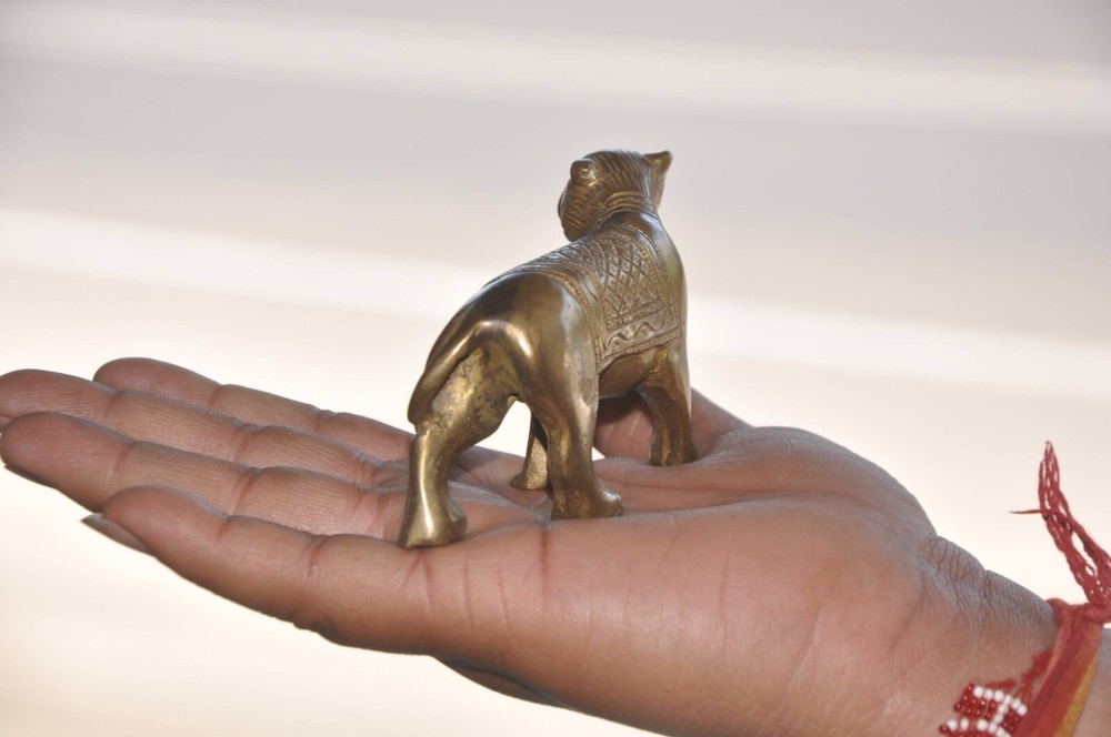 Vintage Brass Handcrafted Engraved Solid Heavy Lion Figurine